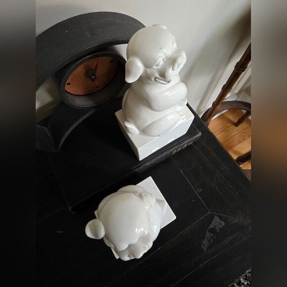 Jonathan Adler Happy Chic Elizabeth Foo Dog Set Of 2 Bookends White - Picture 3 of 14